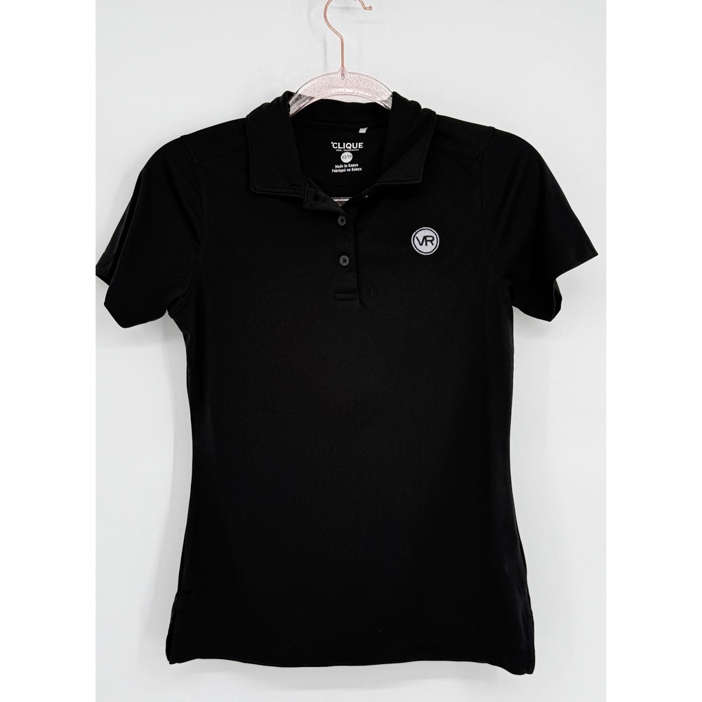 Clique Womens XS Black Performance Polo Shirt Short‎ Sleeve VR Logo Activewear